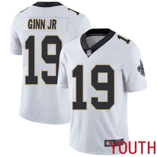 New Orleans Saints Limited White Youth Ted Ginn Jr Road Jersey NFL Football #19 Vapor Untouchable Jersey->new orleans saints->NFL Jersey